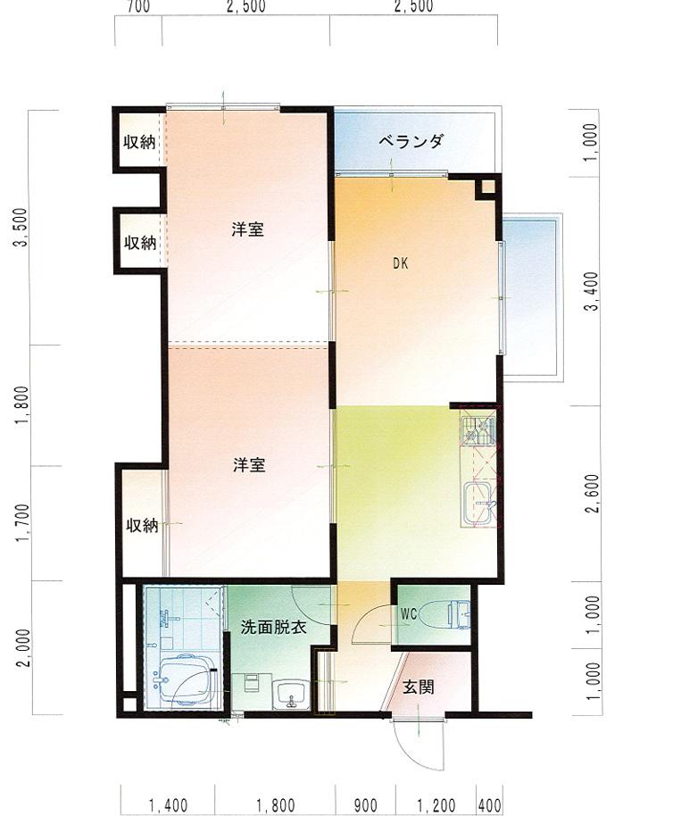森ビル(2LDK/6階)の間取り写真