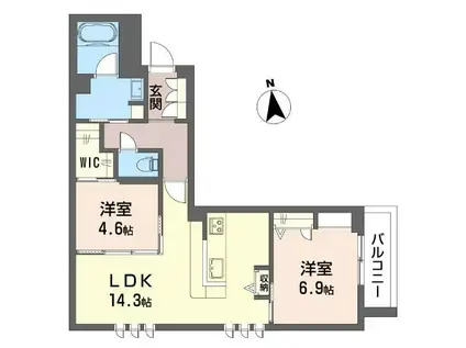 アリビオ世田谷代田(2LDK/2階)の間取り写真