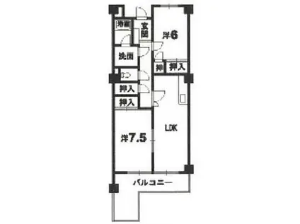 ハイメゾン北島(2LDK/1階)の間取り写真