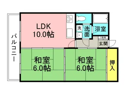 ウエスト宇品(2LDK/5階)の間取り写真