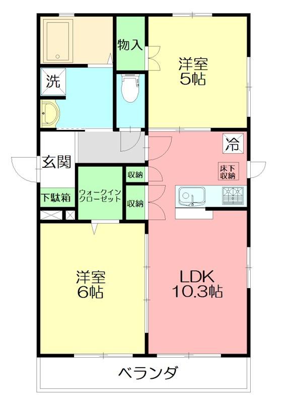 グランデュール(2LDK/1階)の間取り写真