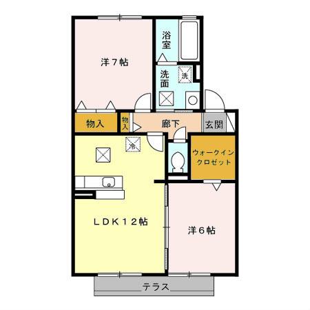 ローズコート 和田 B(2LDK/2階)の間取り写真