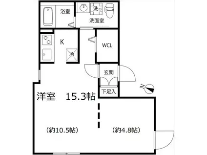 BRANCHE中野本町(1LDK/2階)の間取り写真