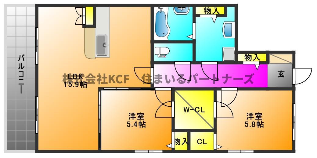 サニーコート梅満(2LDK/5階)の間取り写真