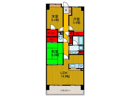 東急ドエル・アルス枚方桜ヶ丘B棟(3LDK/4階)の間取り写真