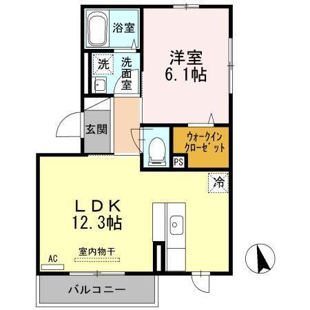 オランジュリ(1LDK/3階)の間取り写真