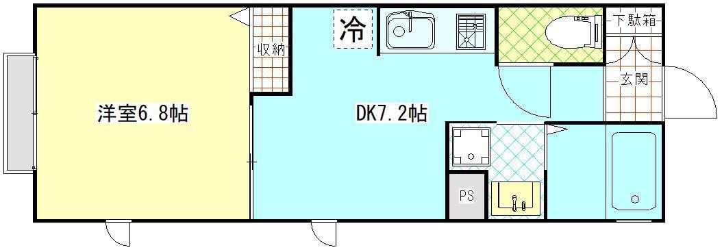 ミネルバ館(1DK/2階)の間取り写真