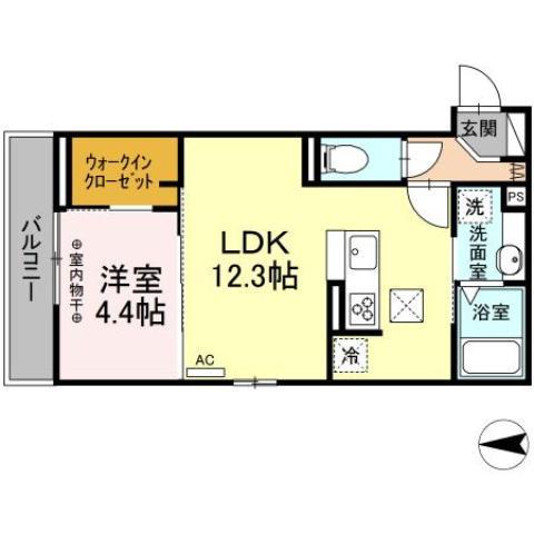 D-ROOM寿(1LDK/1階)の間取り写真