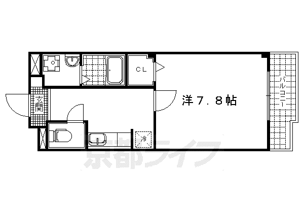 カルムアビタシオン大将軍II(1K/2階)の間取り写真
