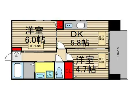 スプランディッド池田(2DK/4階)の間取り写真