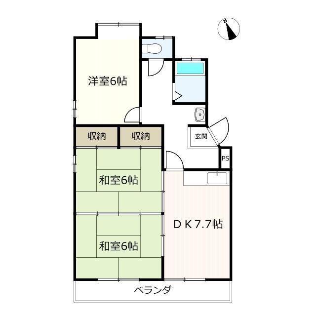 エクシード佐鳴(3DK/1階)の間取り写真