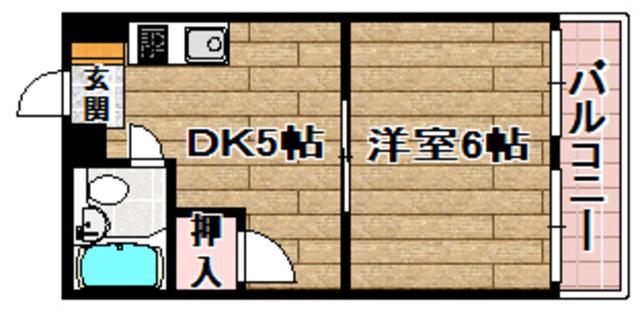 アンフィニィ上牧(1DK/2階)の間取り写真
