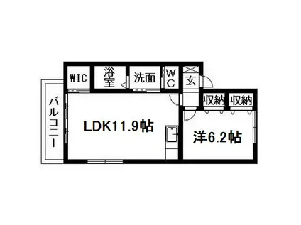 ミタカI(1LDK/2階)の間取り写真