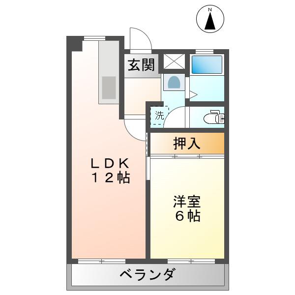 リアライズ木曽川(1LDK/6階)の間取り写真