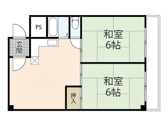 出島ビル(2DK/10階)の間取り写真