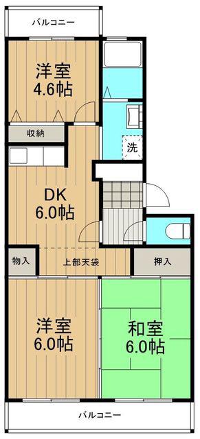 サンハイツ大久保(3DK/1階)の間取り写真