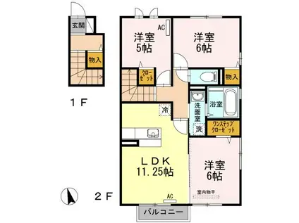 WHITE WIT(3LDK/2階)の間取り写真