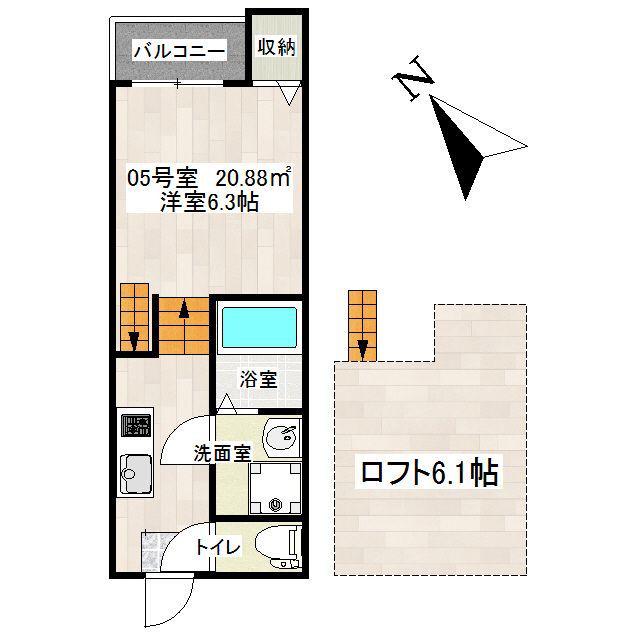 イリスリグリア壱番館(1K/2階)の間取り写真
