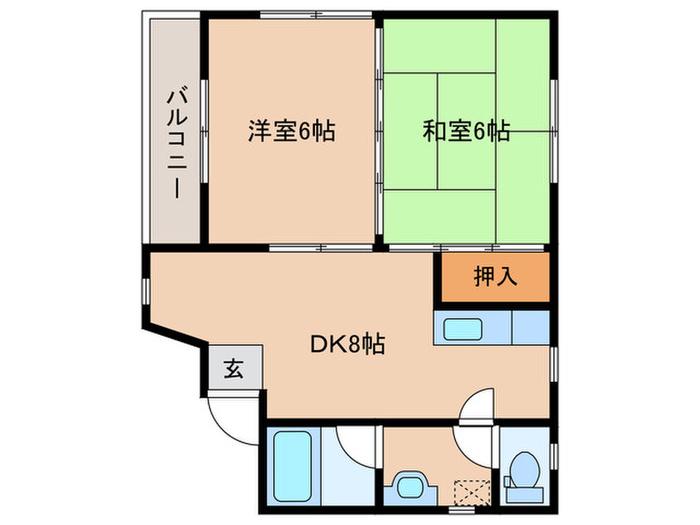 久里浜ライズ(2DK/2階)の間取り写真