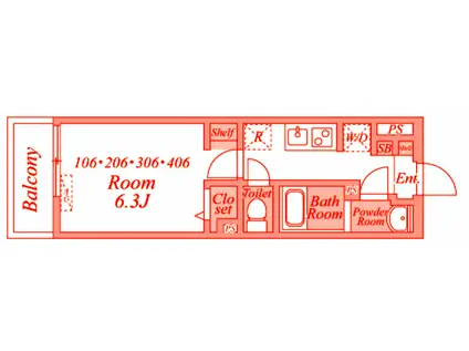 リブリ・保土ヶ谷区東川島町(1K/1階)の間取り写真
