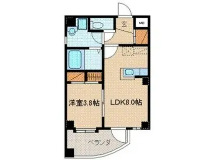 ラ・セーヌ高宮(1LDK/3階)の間取り写真