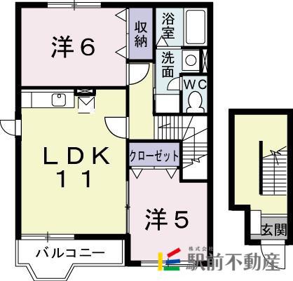 ドリームコートM(2LDK/2階)の間取り写真