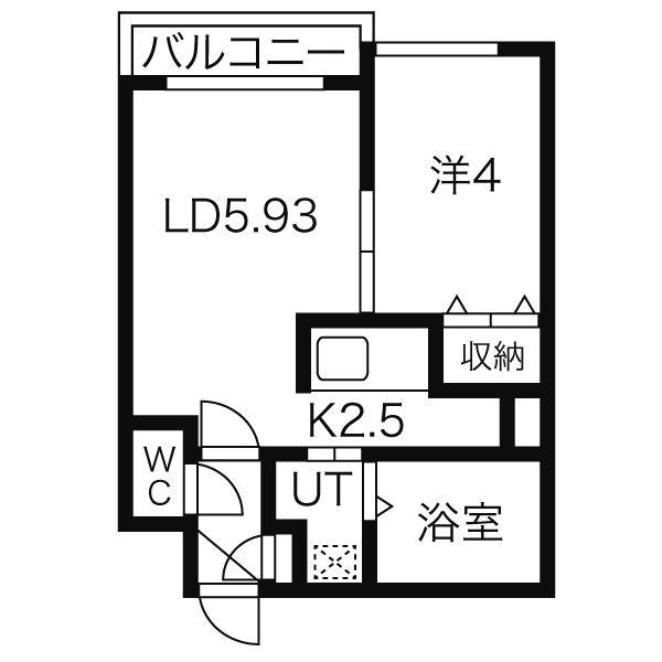 AZURE24(1LDK/2階)の間取り写真