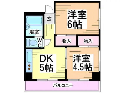 京西マンションビル 当社管理物件(2DK/3階)の間取り写真