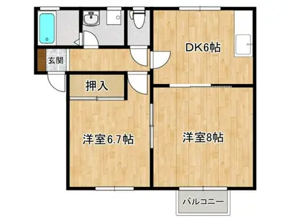 シティーハイツ金子III(2DK/2階)の間取り写真