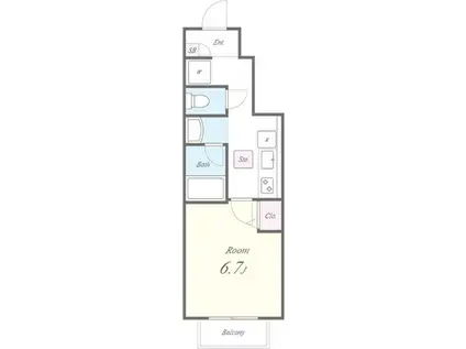 プレジール(1K/1階)の間取り写真