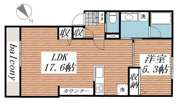 ルクス津田沼(1LDK/1階)の間取り写真