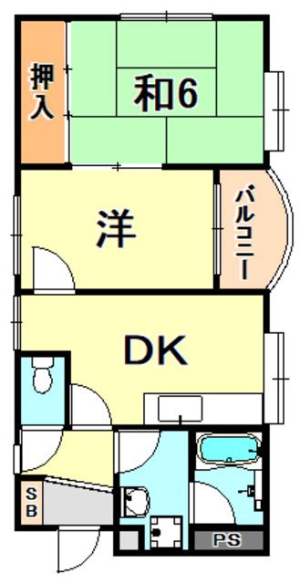 サンパティック須磨(2DK/5階)の間取り写真