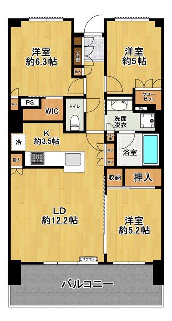 プラウドタワー郡山(3LDK/16階)の間取り写真