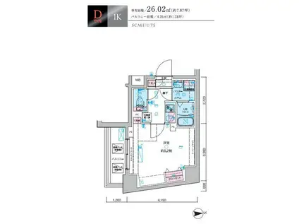 ガリシア新宿ノース2(1K/10階)の間取り写真