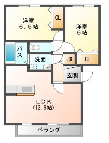 アバンセレジデンス(2LDK/2階)の間取り写真