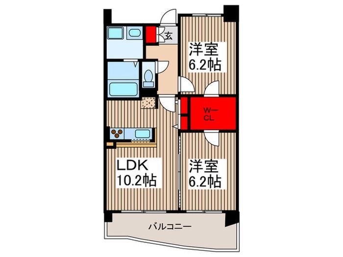 グリーン・フォレスト(2LDK/6階)の間取り写真