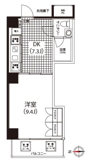 クイズ恵比寿(1DK/8階)の間取り写真