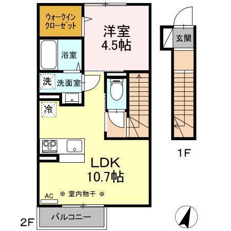 いわて銀河鉄道線 青山駅(岩手) 徒歩21分 2階建 築3年(1LDK/1階)の間取り写真