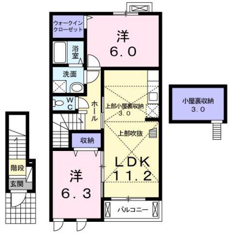 フォレストガーデンB(2LDK/2階)の間取り写真