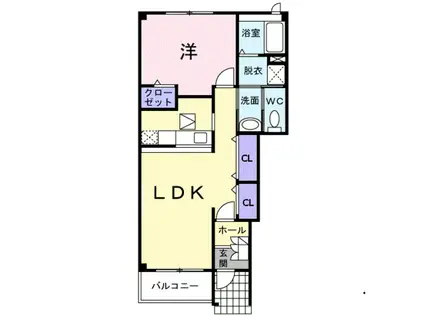 アリストクラット A(1LDK/1階)の間取り写真