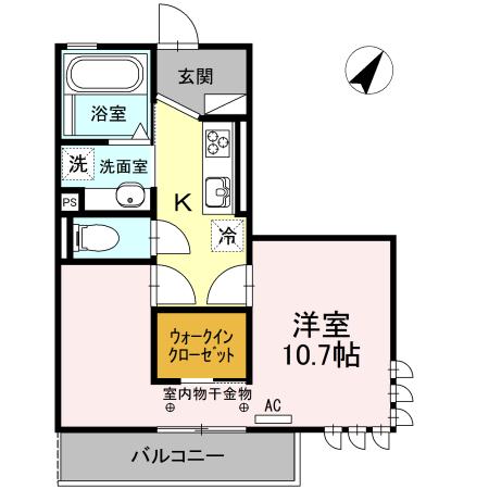 ティティランギ(1K/1階)の間取り写真