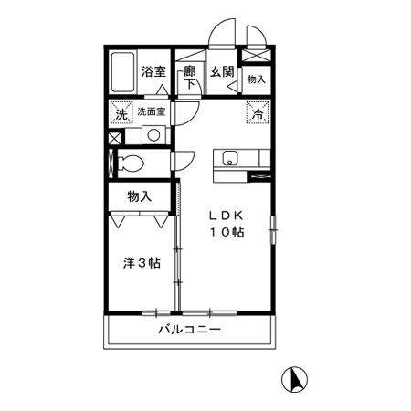 ロイヤルコートケイA(1LDK/2階)の間取り写真