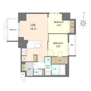 S-RESIDENCE高岳BRESA(2LDK/14階)の間取り写真