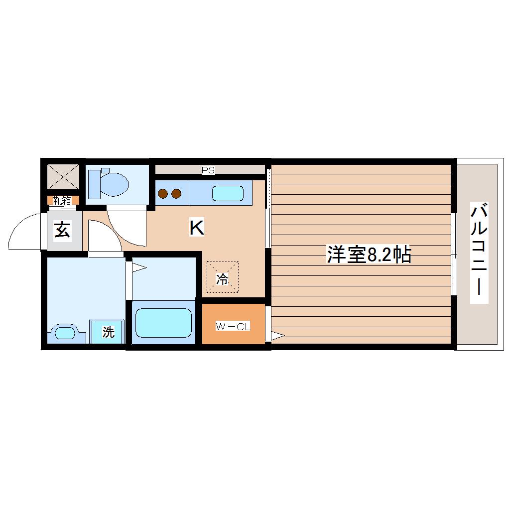 マックス河原町駅(1K/1階)の間取り写真