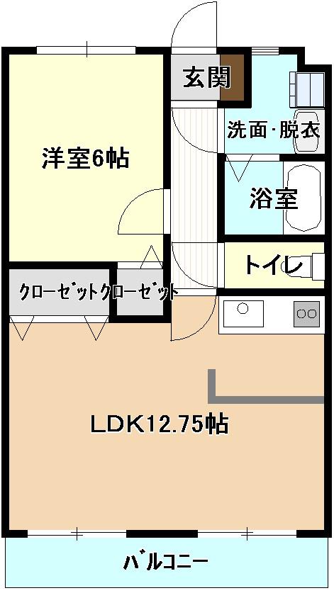 ユゾン琴芝(1LDK/5階)の間取り写真