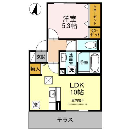 グランドソレイユ東野(1LDK/1階)の間取り写真