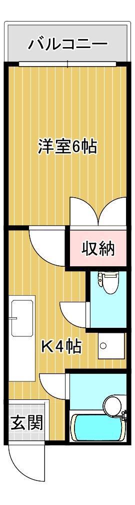 サンハイツふじ(1K/3階)の間取り写真