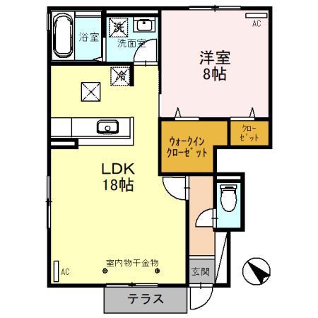 エテルノN(1LDK/1階)の間取り写真