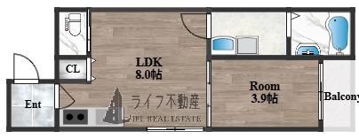 バズ北巽(1LDK/1階)の間取り写真