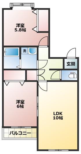 コートサイドコーポ(2LDK/1階)の間取り写真
